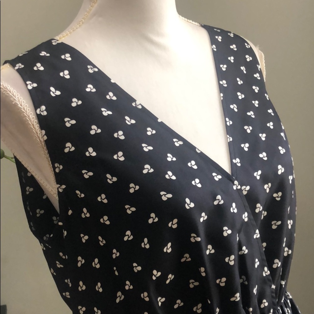(Sold) Lewit Sharkbite Hem Silk Faux Wrap Tank Bla - Picture 7 of 8